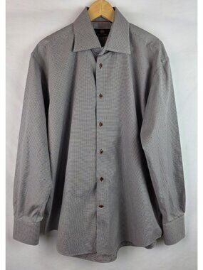 Circle of Gentlemen Men's Shirt Garvey Size 44 17.5 Gray Long Sleeve Button Down